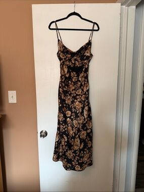 Petal & Pup Black and Tan Floral Maxi Dress